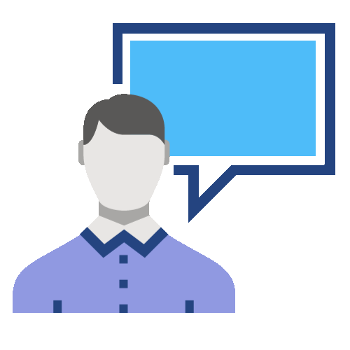 Man with text bubble to illustrate a BioLineRx representative