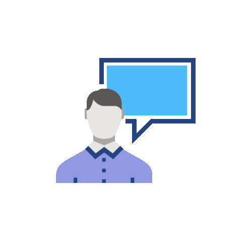Man with text bubble withing a circle to illustrate a BioLineRx representative